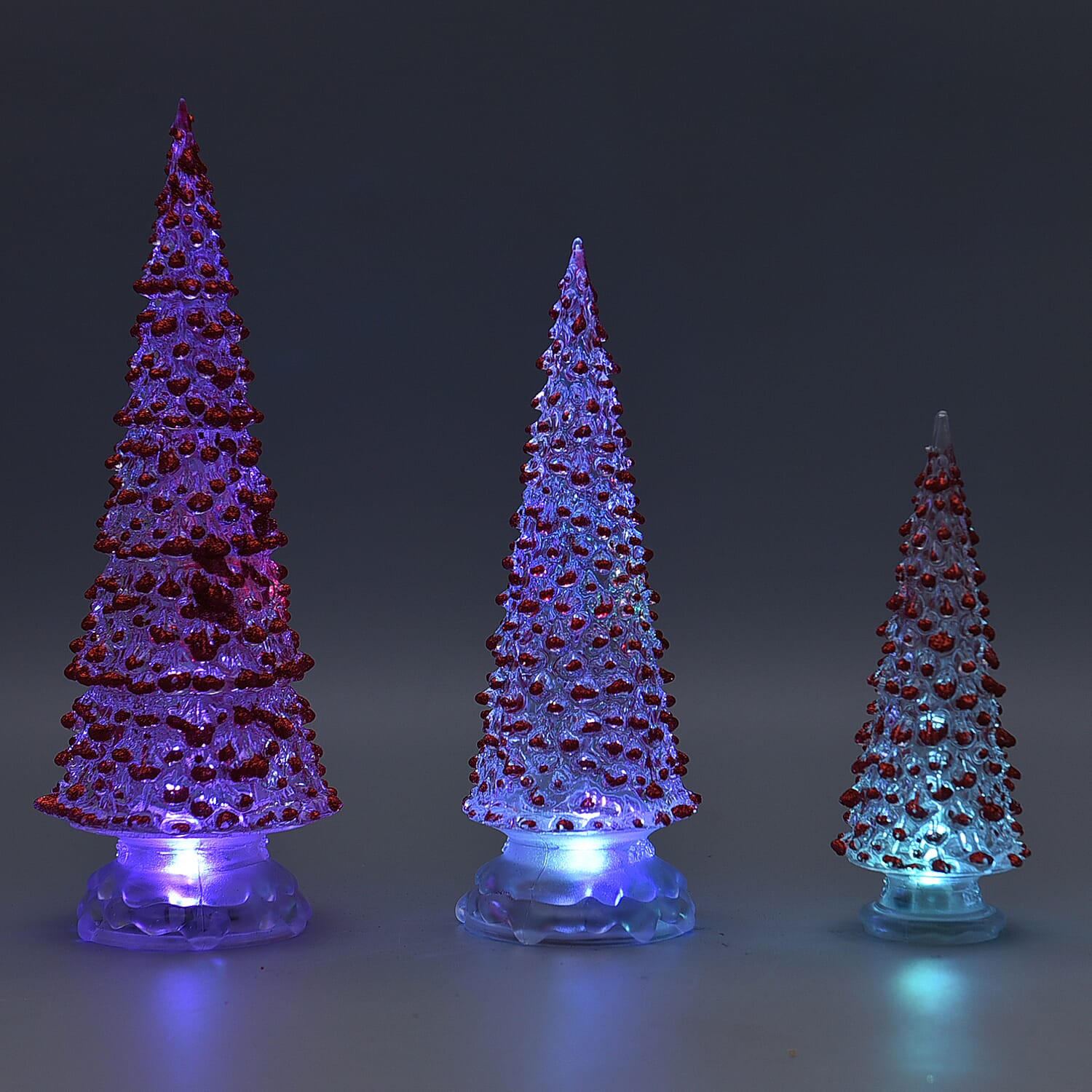 Set of 3 - LED Tree Light (Size 31x8 Cm, 26x8 Cm & 19x3Cm) - Red - Requires 6 AAA Batteries (not Incld)
