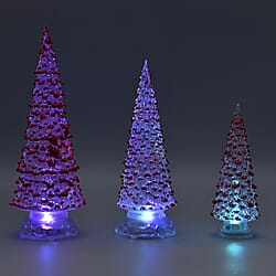 Set of 3 - Christmas LED Tree Light (Size 31x8 Cm, 26x8 Cm & 19x3Cm) - Red - Requires 6 AAA Batteries (not Incld)