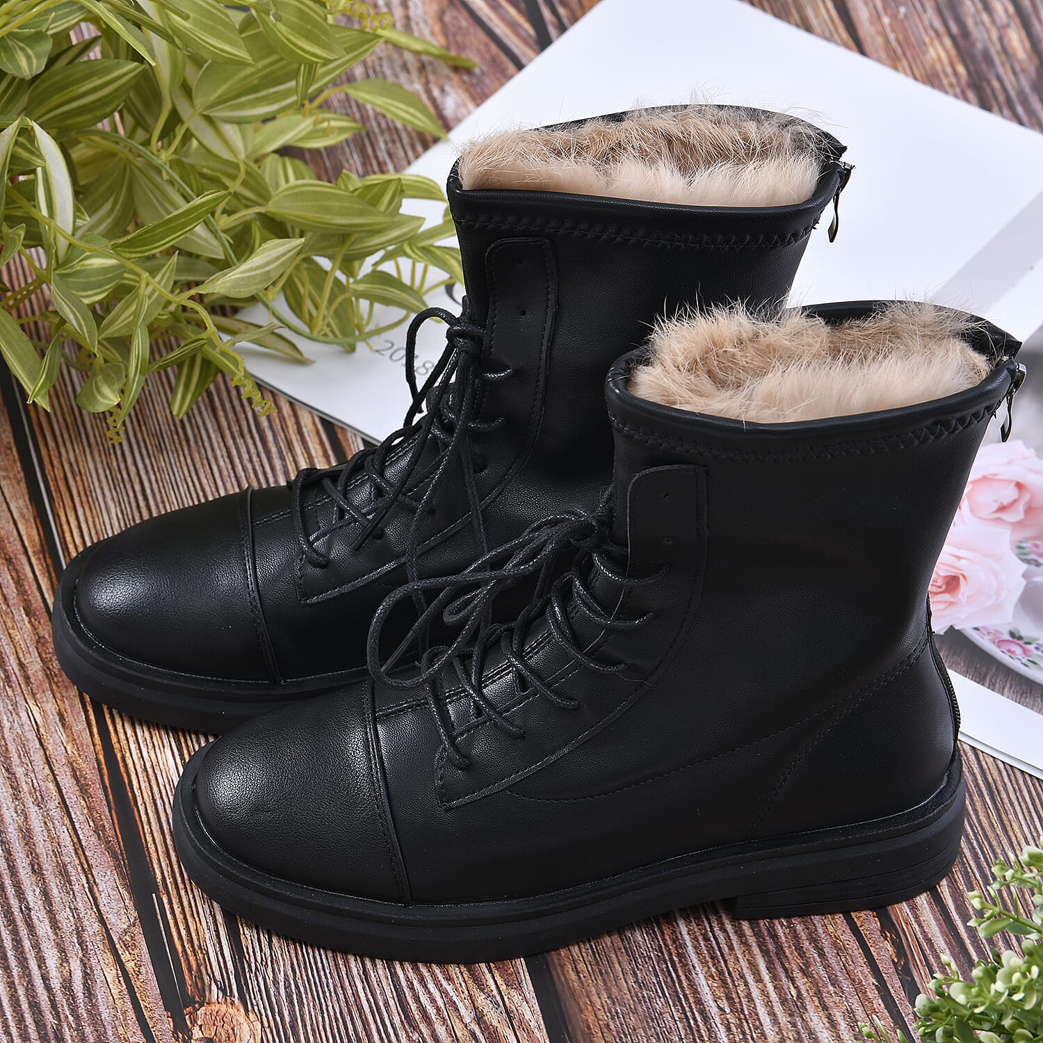 Faux leather hot sale boots womens