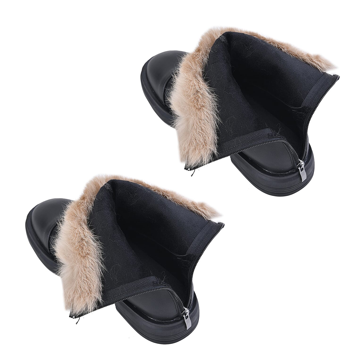 La Marey Round Toe Ankle Boots with Faux Fur