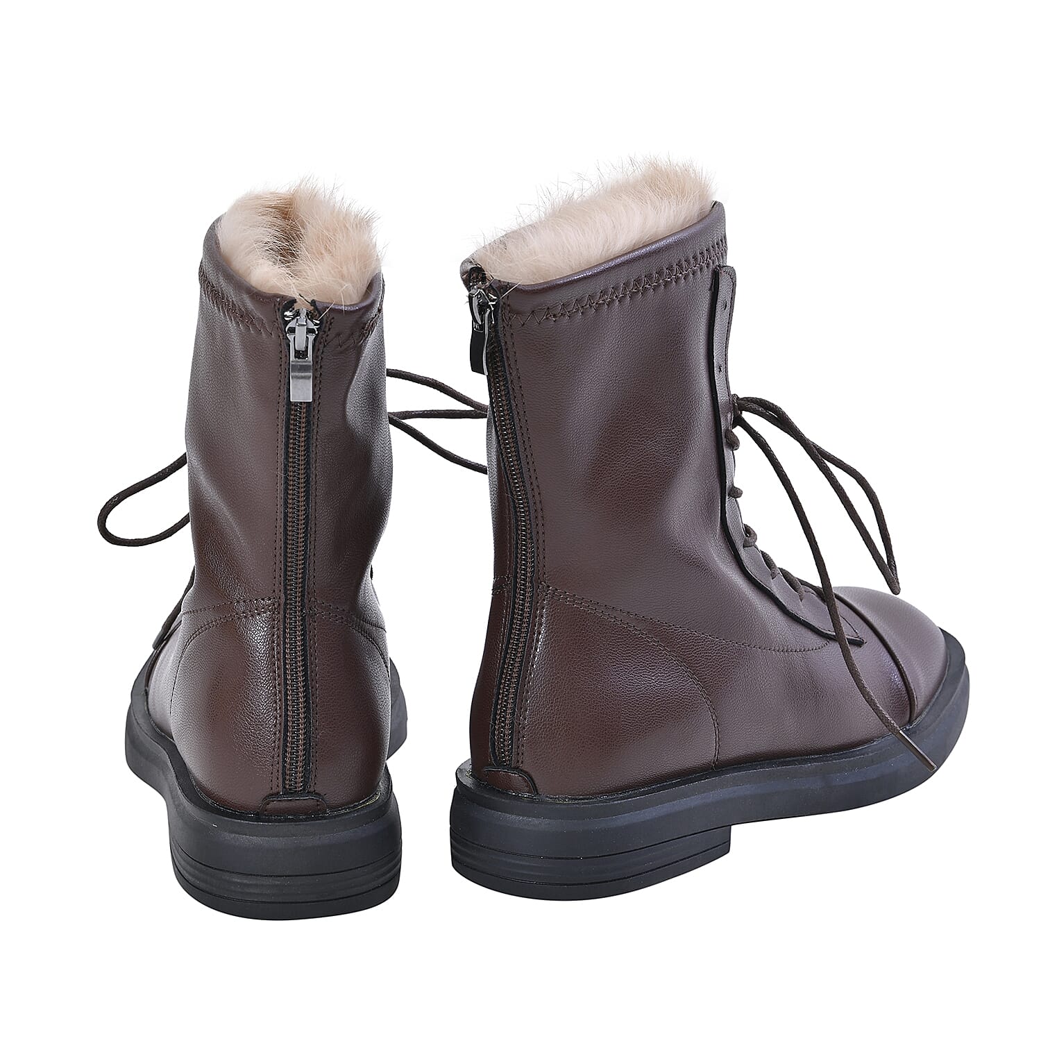 La Marey Round Toe Ankle Boots with Faux Fur
