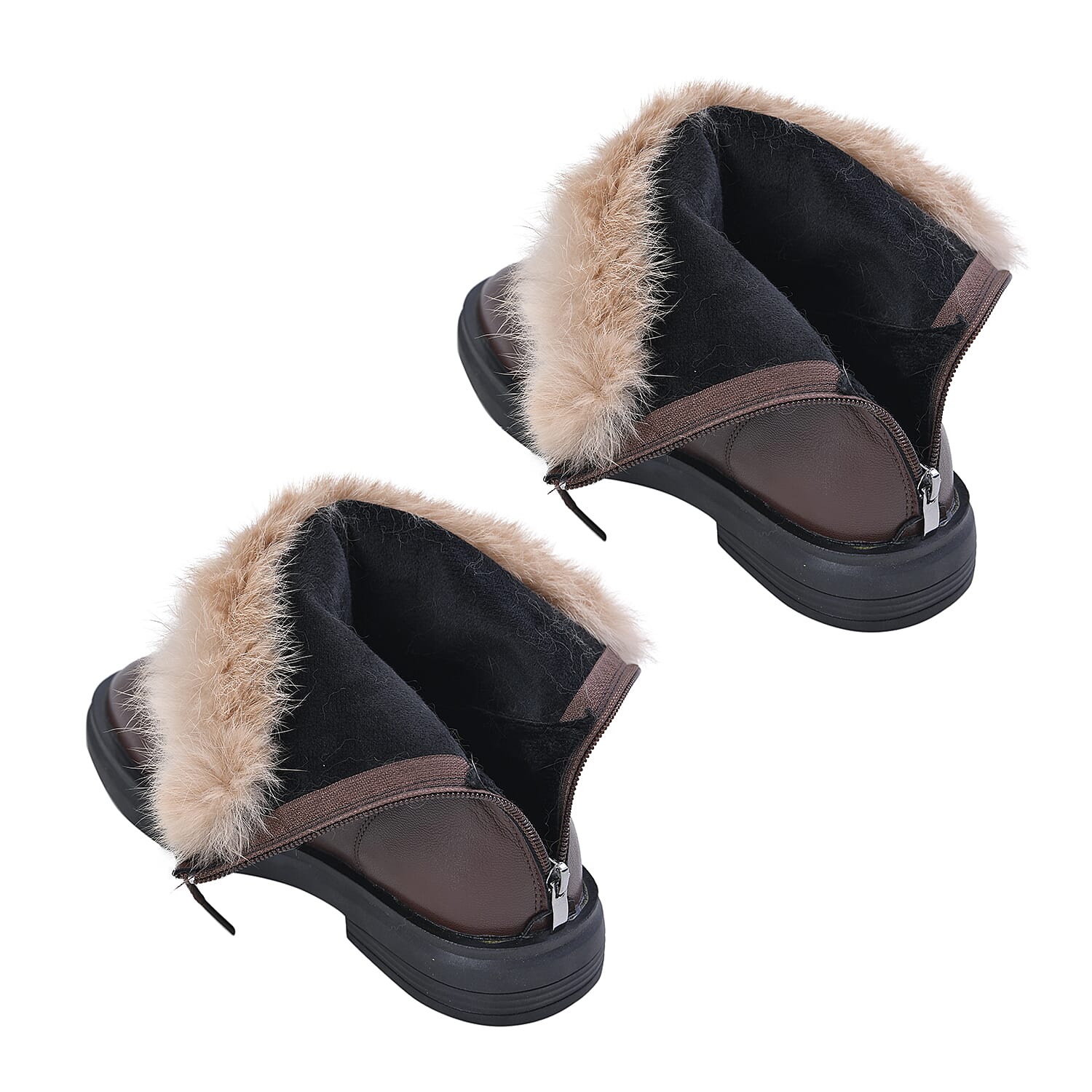 La Marey Round Toe Ankle Boots with Faux Fur
