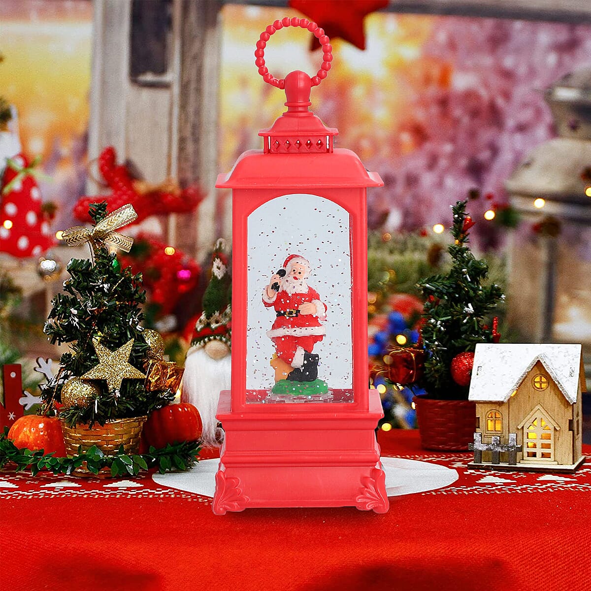 Santa Musical Lantern Warm Light (Size 23x8x8 Cm) - Red