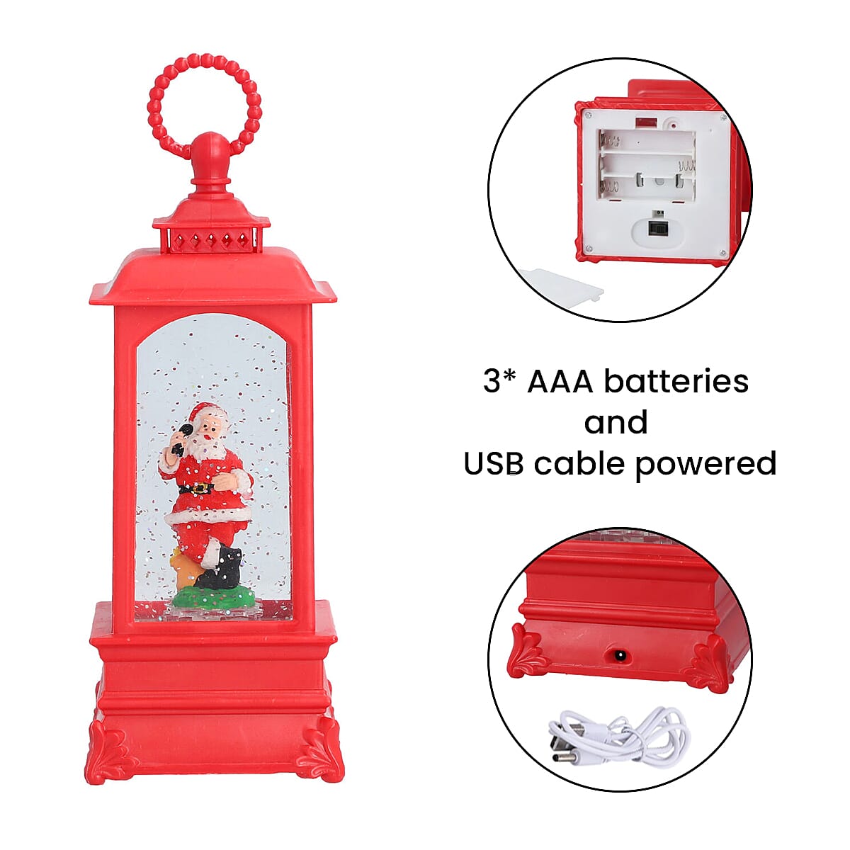 Santa Musical Lantern Warm Light (Size 23x8x8 Cm) - Red