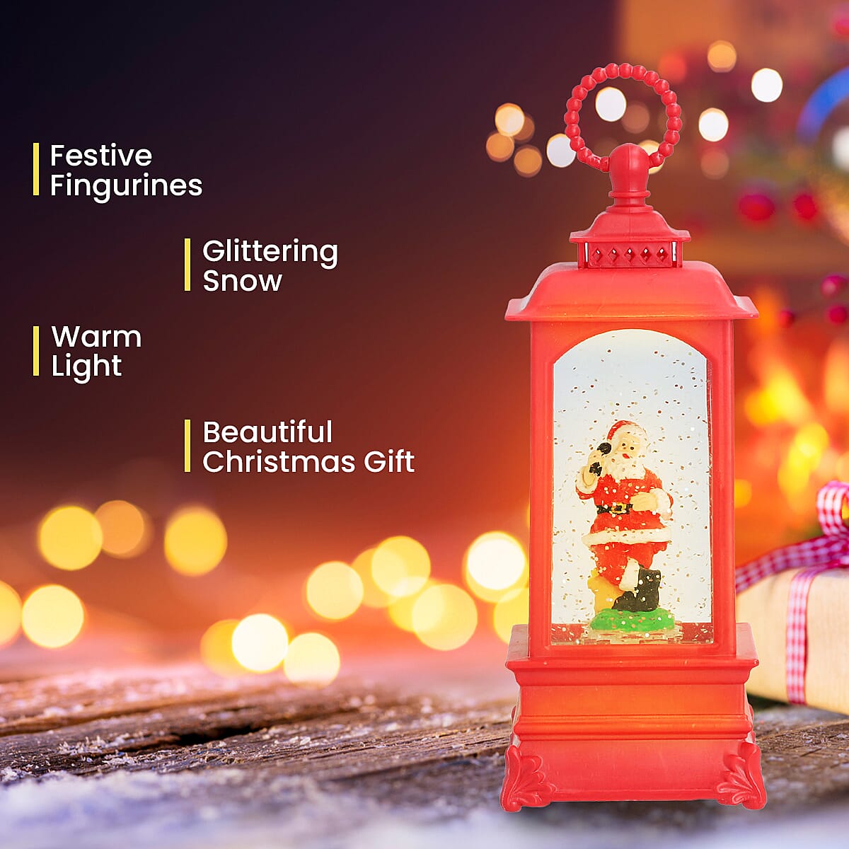 Santa Musical Lantern Warm Light (Size 23x8x8 Cm) - Red