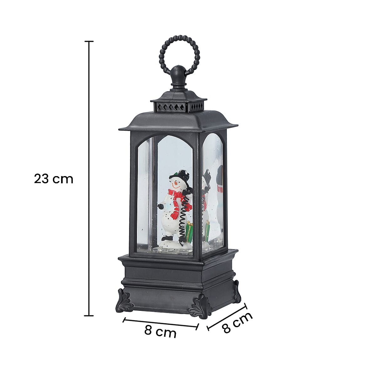 Christmas Snowman Lantern Warm Light (Size 23x8x8Cm) - Black