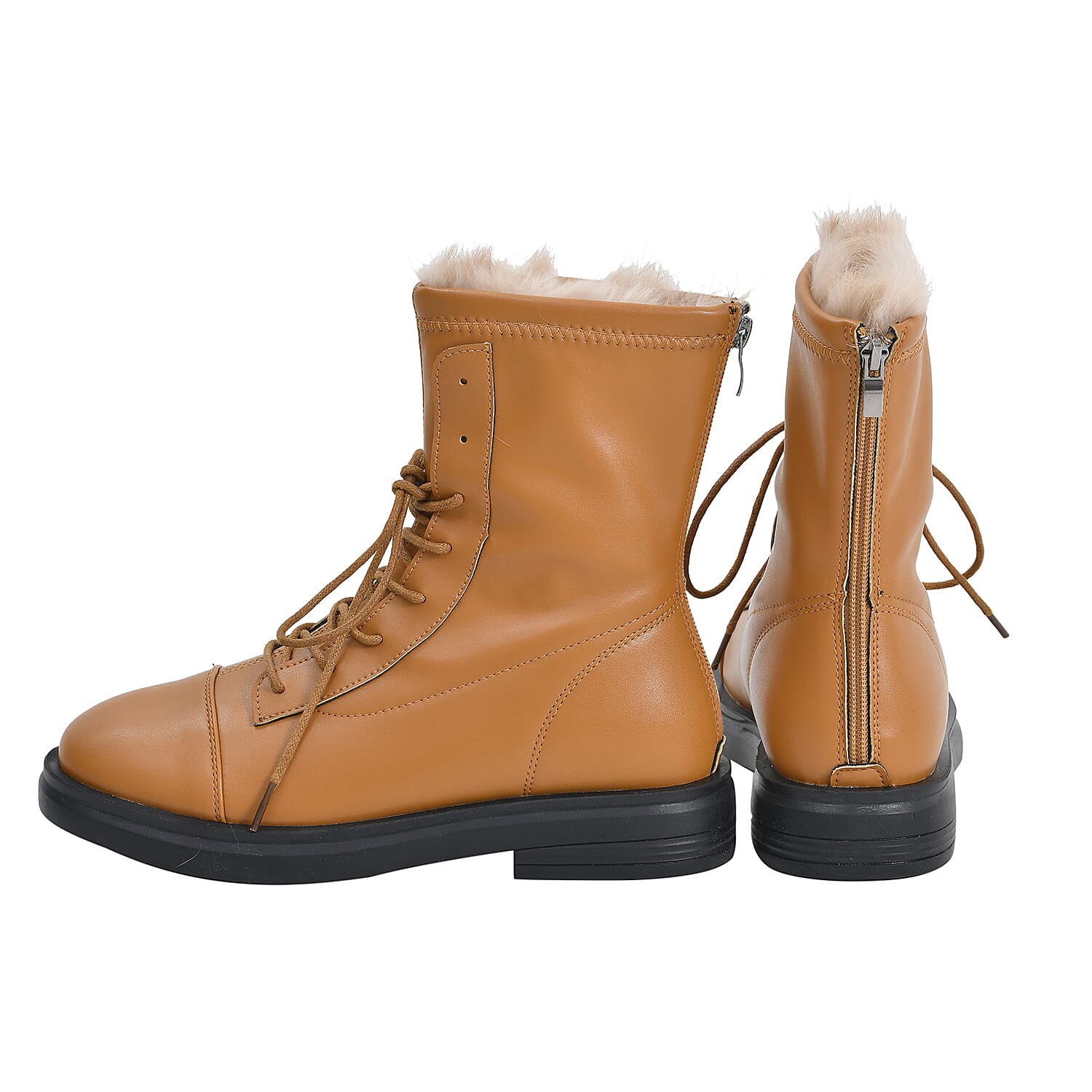 La Marey Round Toe Ankle Boots with Faux Fur