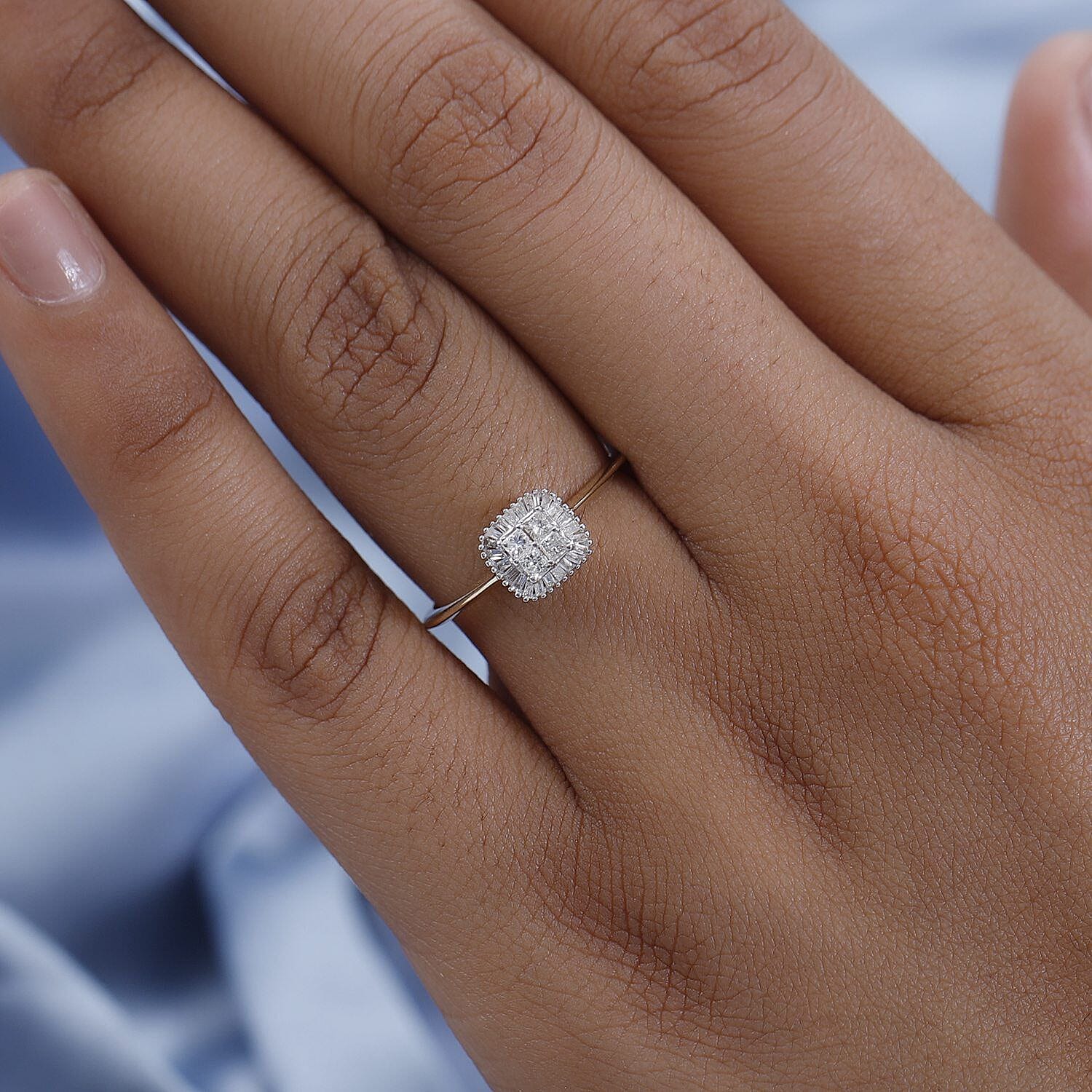 9K Yellow Gold SGL Certified Diamond (G-H) Ring 0.25 Ct