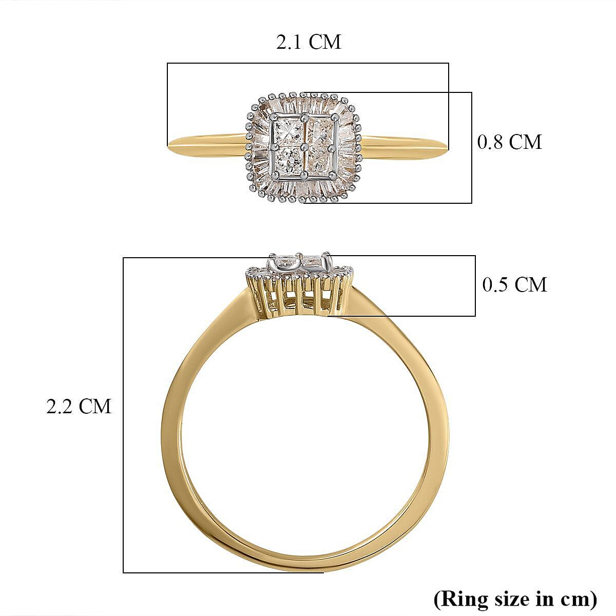 9K Yellow Gold SGL Certified Diamond (G-H) Ring 0.25 Ct