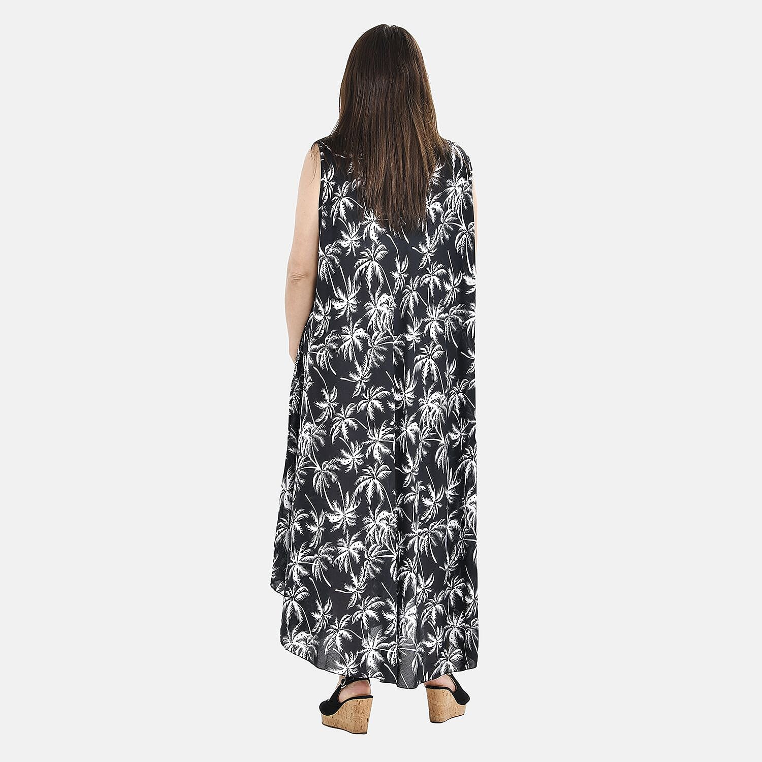 OTO - Tamsy 100% Viscose Floral Print Umbrella Midi Dress (One Size, 8-16) - Mint Green