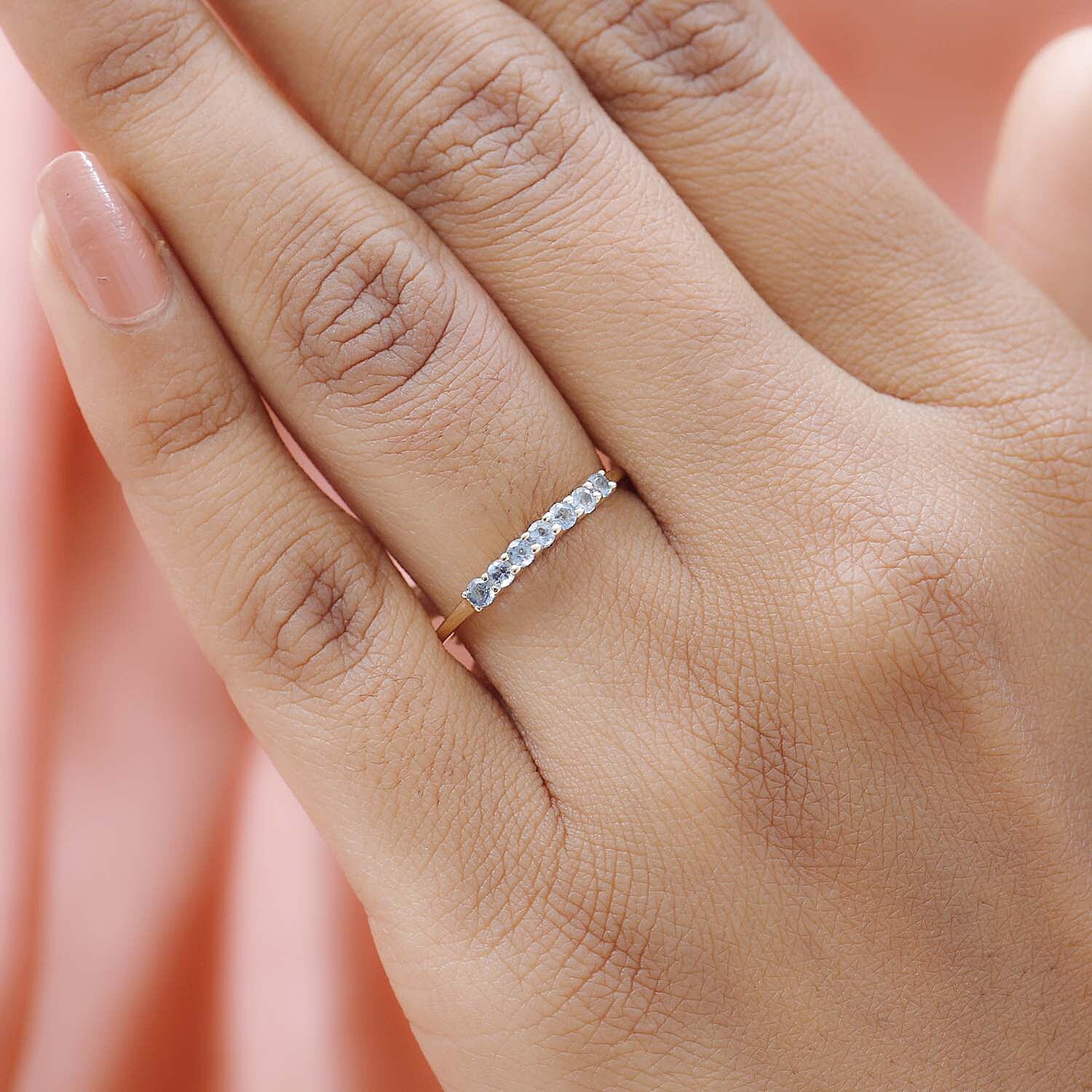 9K Yellow Gold  AA   Santamaria Aquamarine  Ring 0.28 ct,  Gold Wt. 1.2 Gms  0.280  Ct.