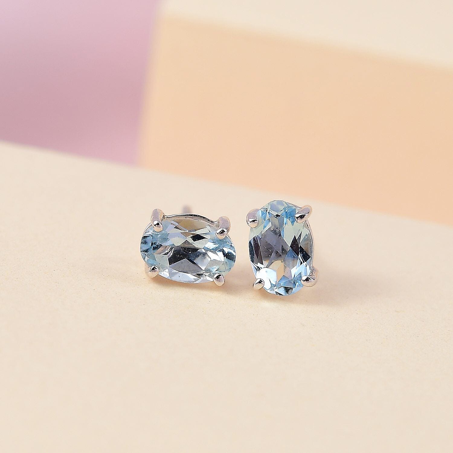 9K White Gold AA Santamaria Aquamarine Earrings (with Push Post)
