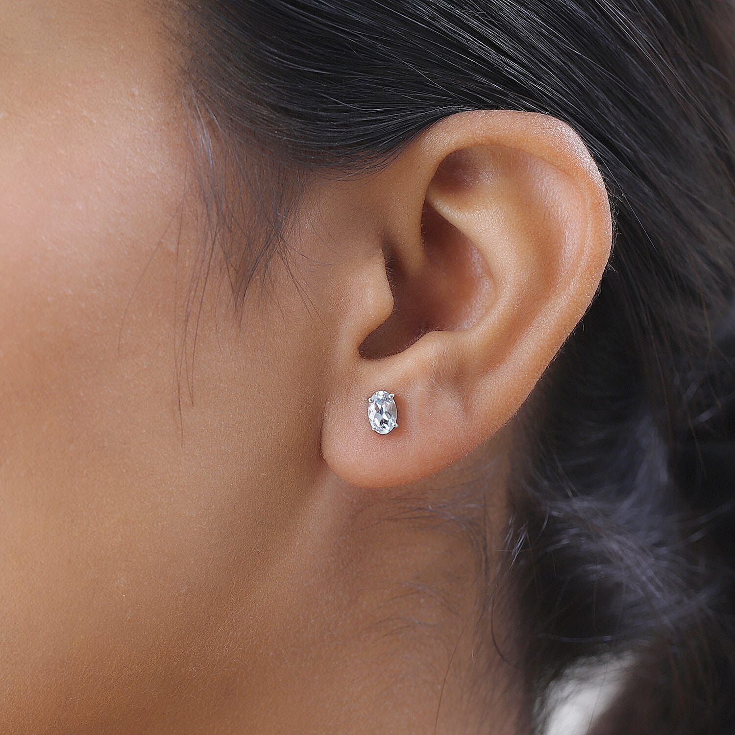 9K White Gold AA Santamaria Aquamarine Earrings (with Push Post)