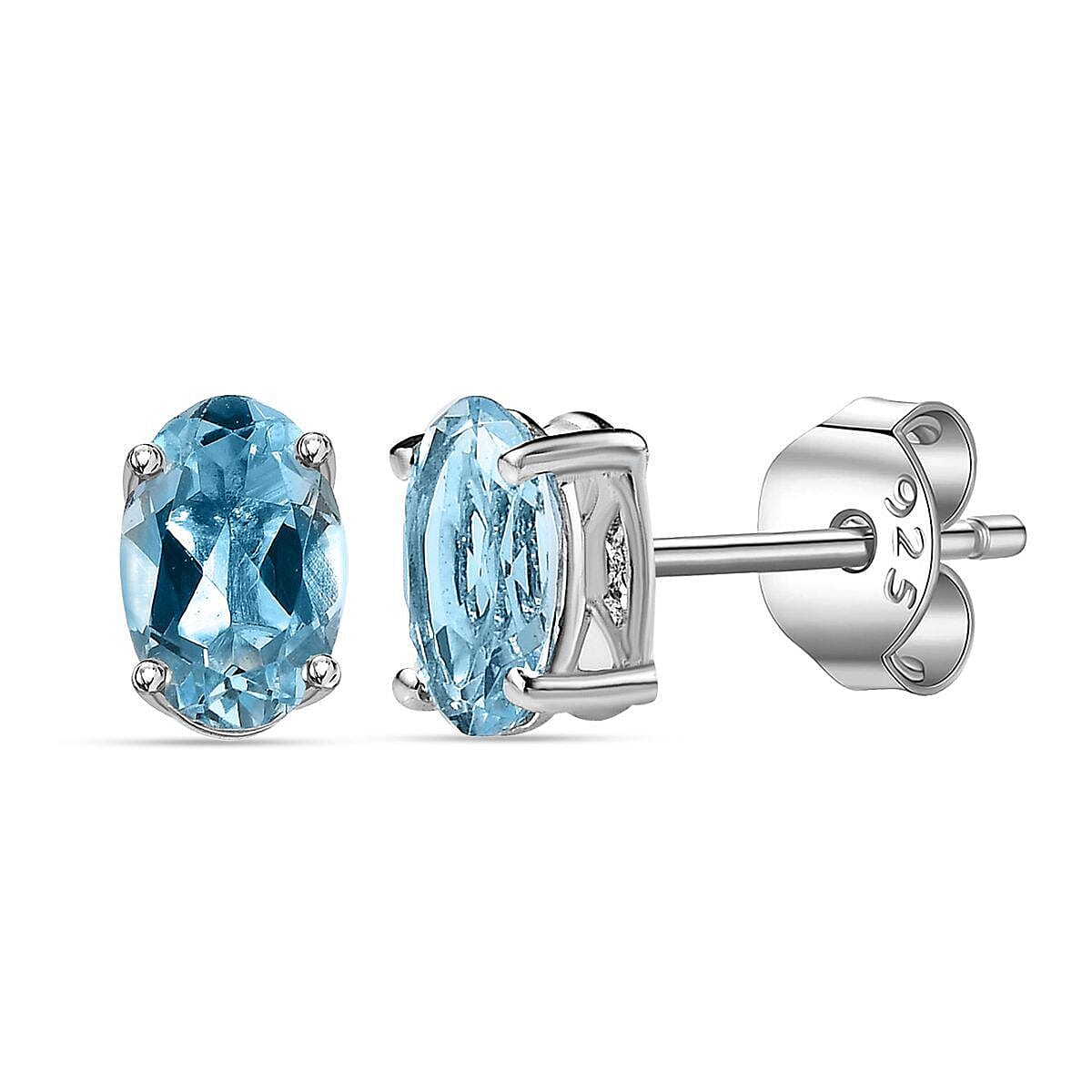 9K White Gold AA Santamaria Aquamarine Earrings (with Push Post)