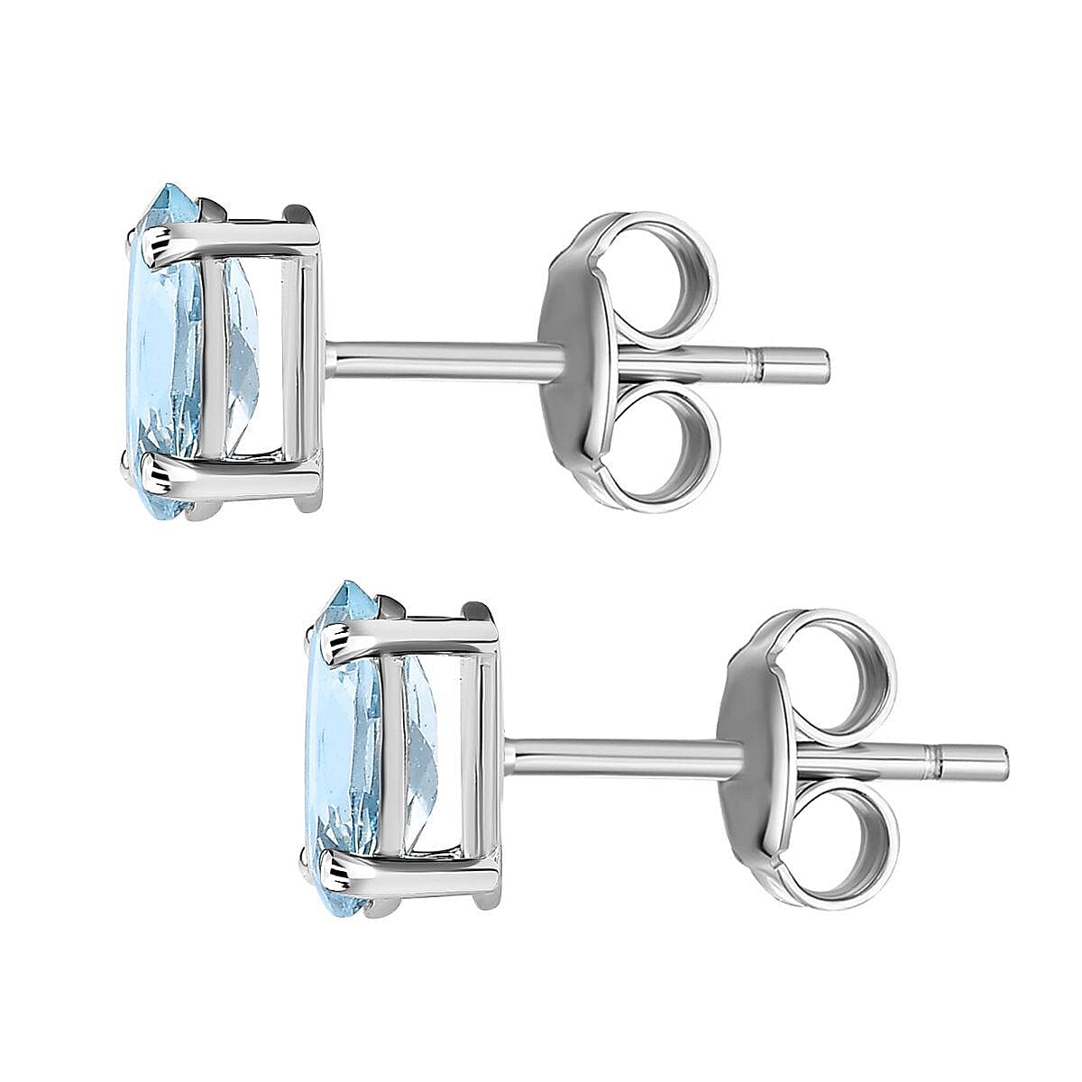 9K White Gold AA Santamaria Aquamarine Earrings (with Push Post)