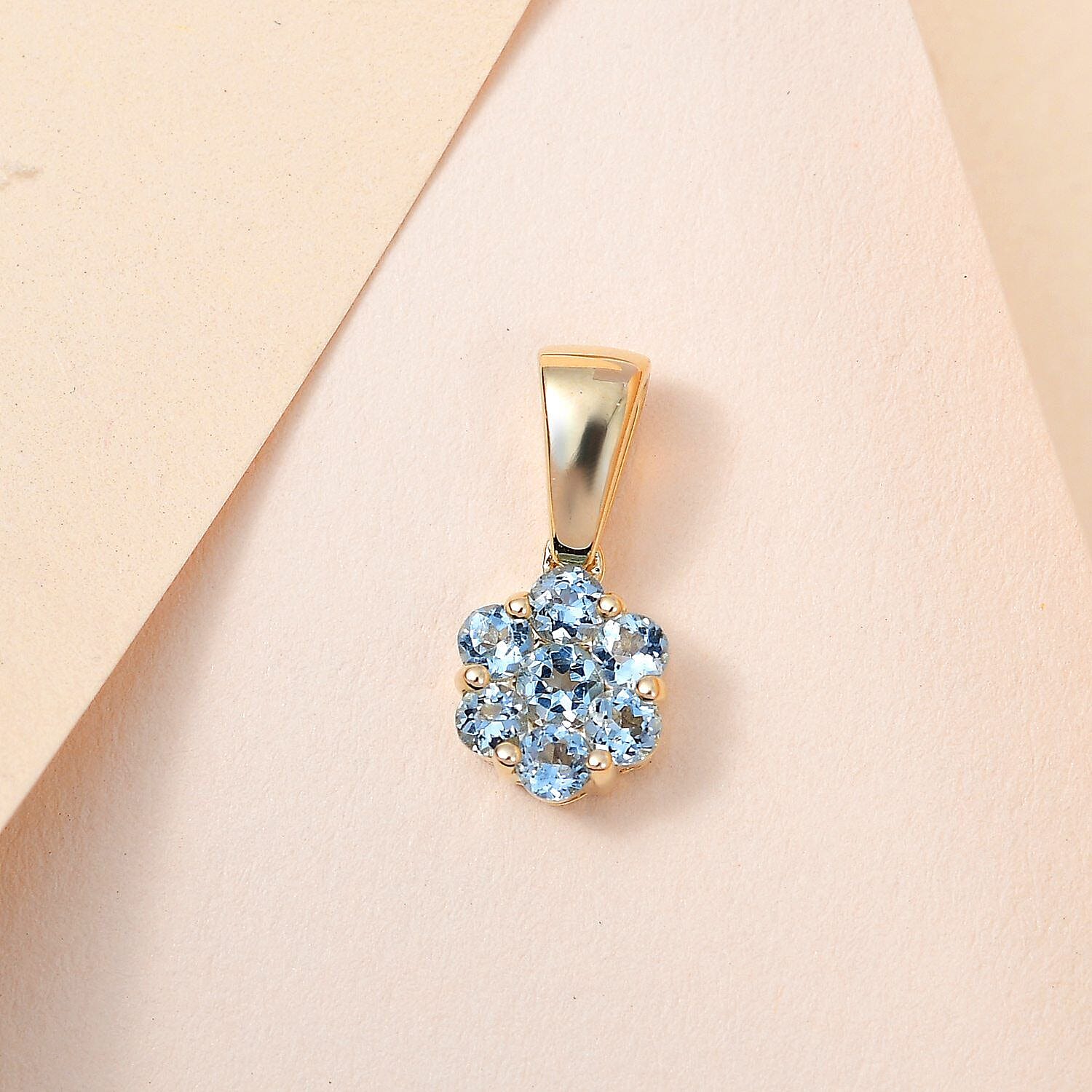 9K Yellow Gold Santamaria Aquamarine Pendant