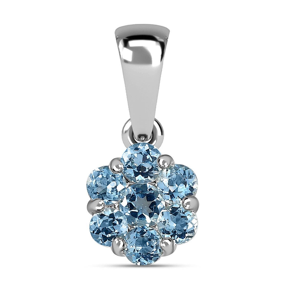 9K White Gold Santamaria Aquamarine Cluster Pendant.
