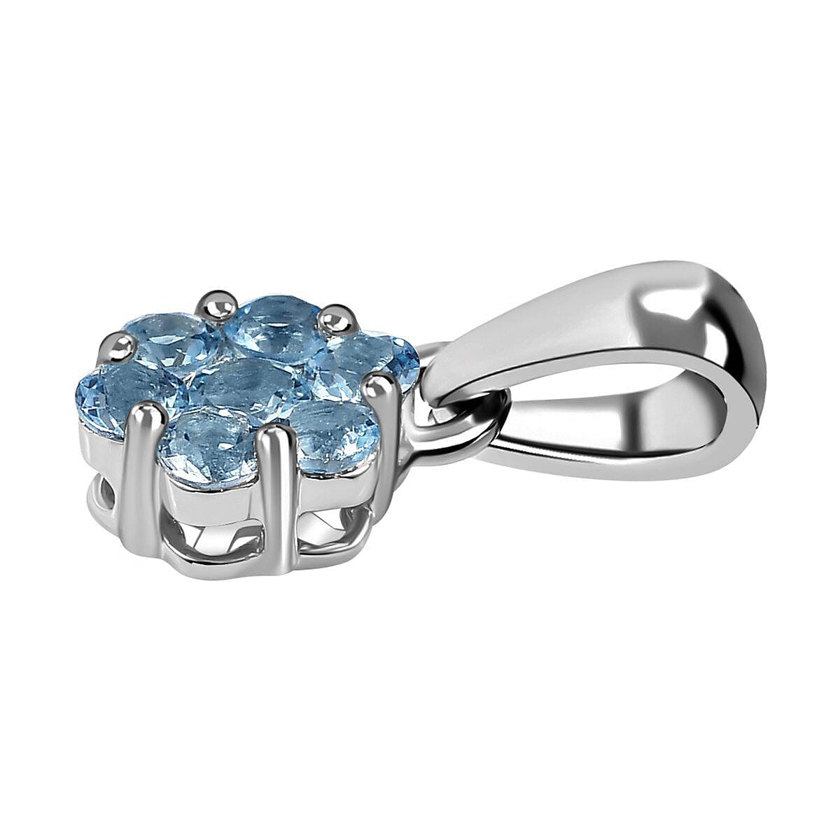 9K White Gold Santamaria Aquamarine Cluster Pendant.