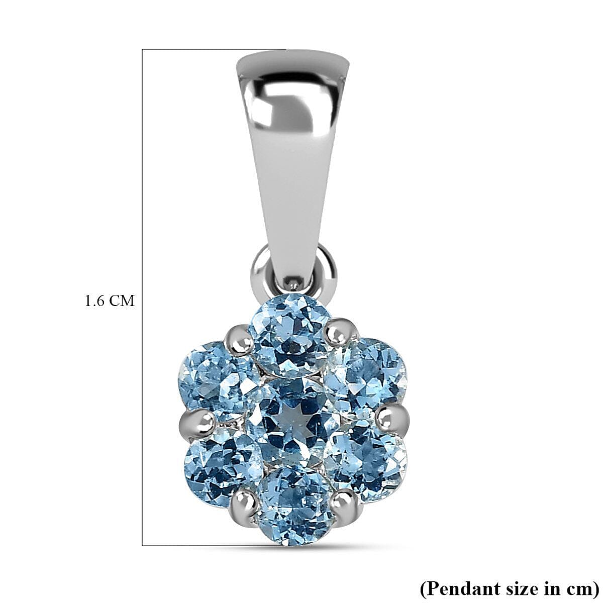 9K White Gold Santamaria Aquamarine Cluster Pendant.