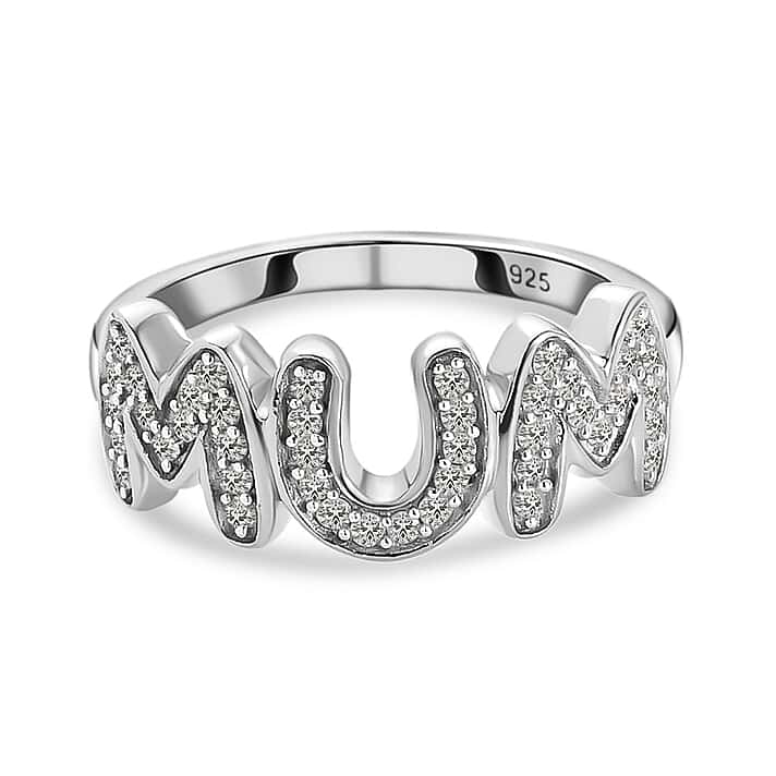 Moissanite Cluster Ring in Platinum Sterling Silver