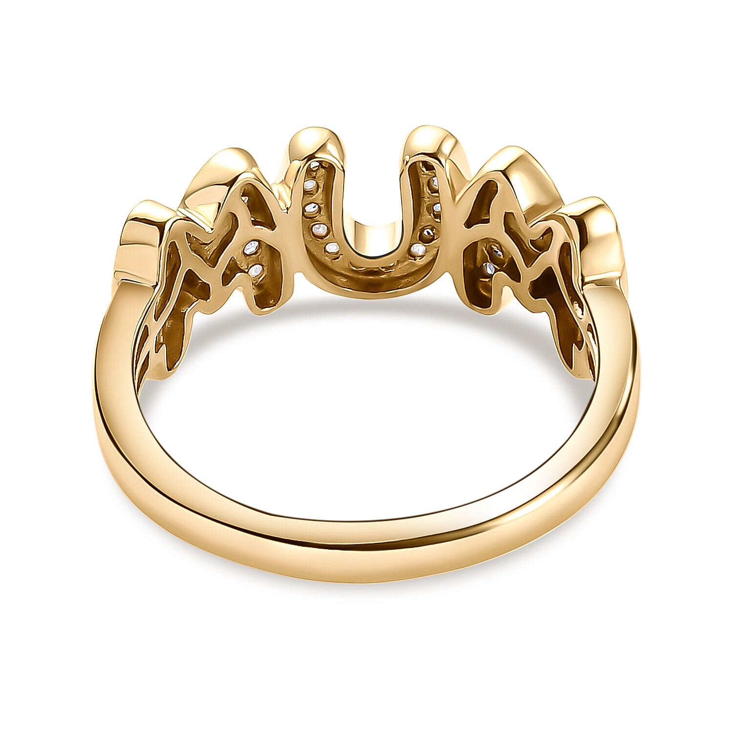 Moissanite MUM Band Ring in 18K Vermeil Yellow Gold Plated Sterling Silver Moissanite MUM Band Ring in 18K Vermeil Yellow Gold Plated Sterling Silver