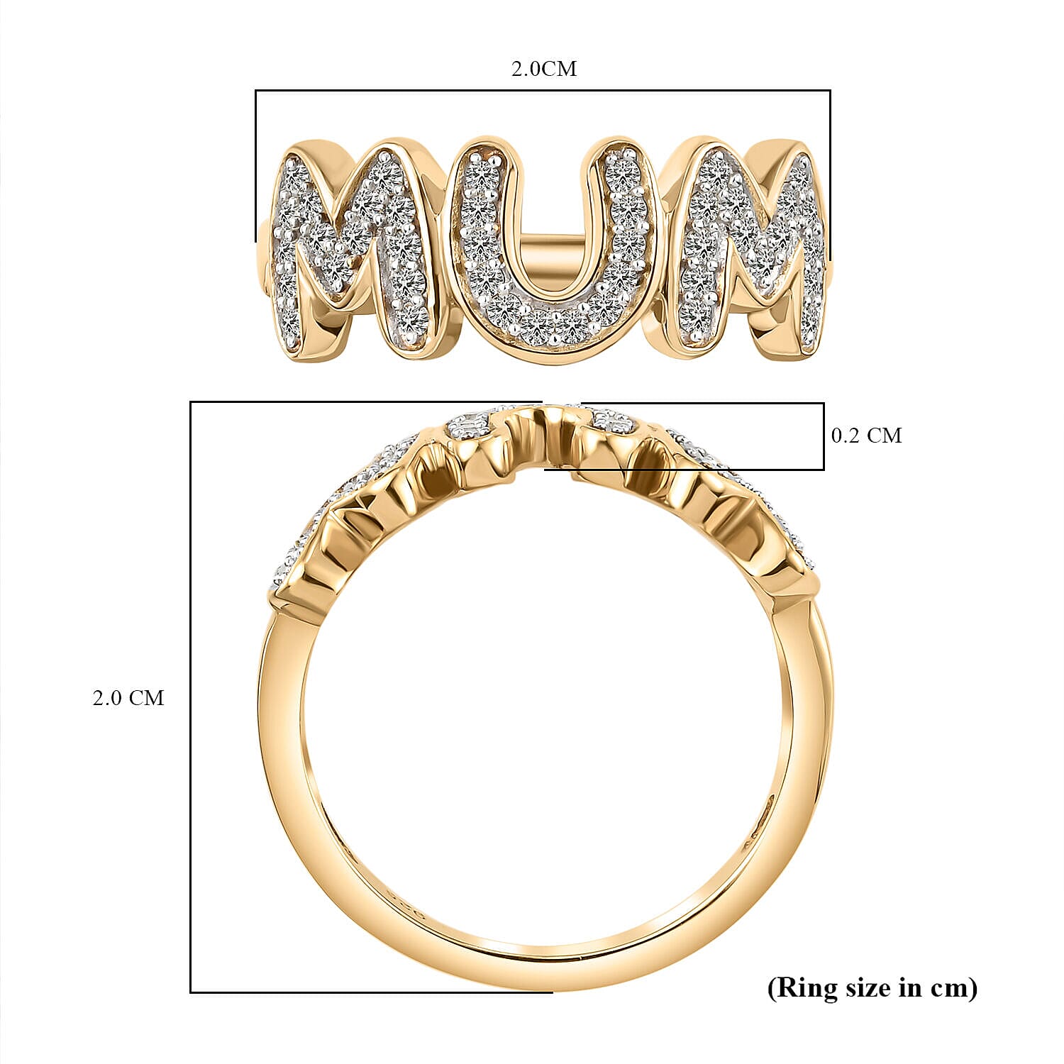 Moissanite MUM Band Ring in 18K Vermeil Yellow Gold Plated Sterling Silver Moissanite MUM Band Ring in 18K Vermeil Yellow Gold Plated Sterling Silver