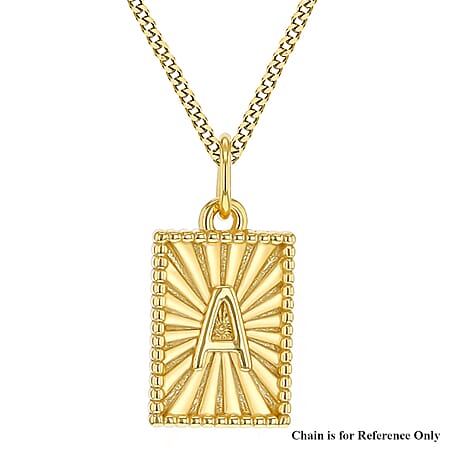 Sterling Silver Yellow Gold Plated 8mm x 17mm Polished Sunray Initial A Initial Pendant