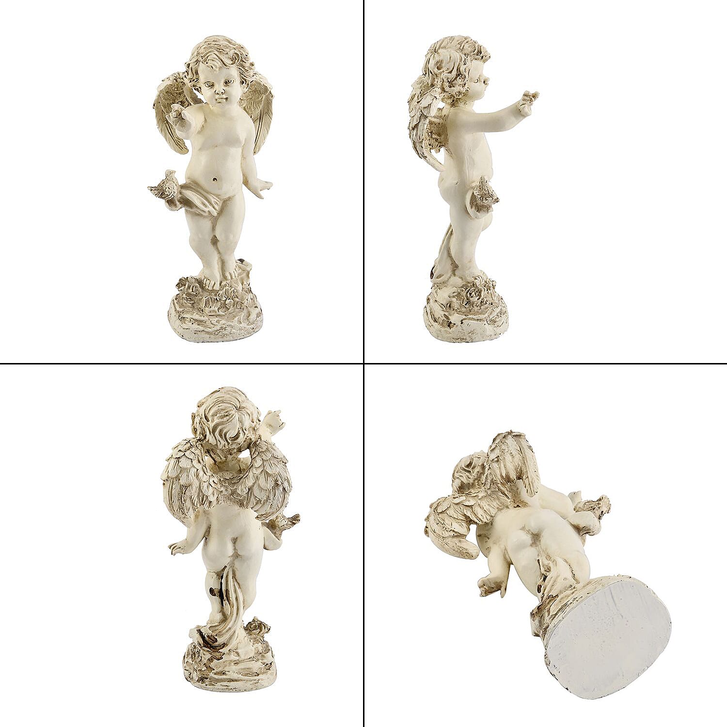 Ornamental Cherub Outdoor Solar Lantern  - Light up to 8 hrs (16.5x 12 x 28cm)