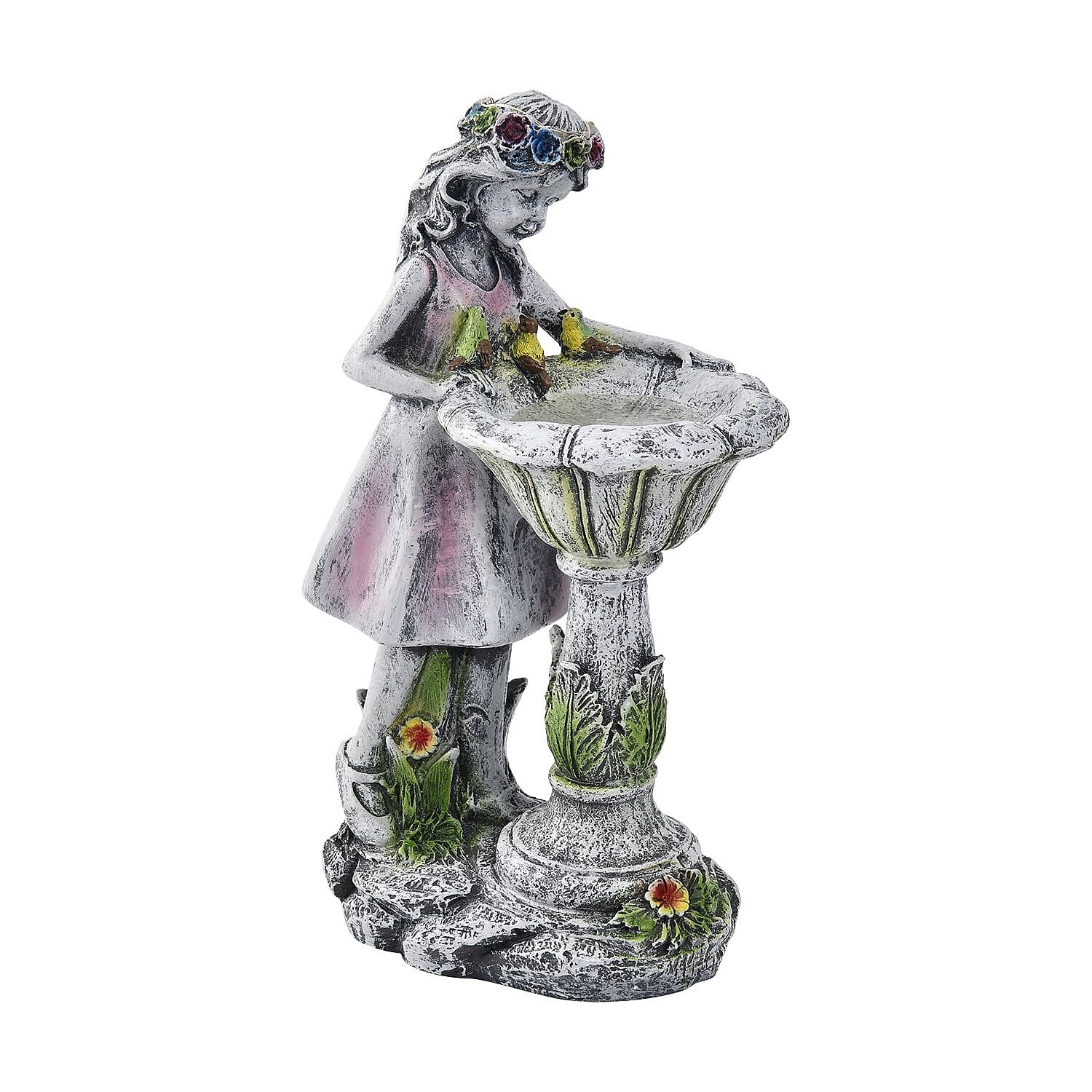 Ornamental Fairy Outdoor Solar Lantern and Bird Bath
