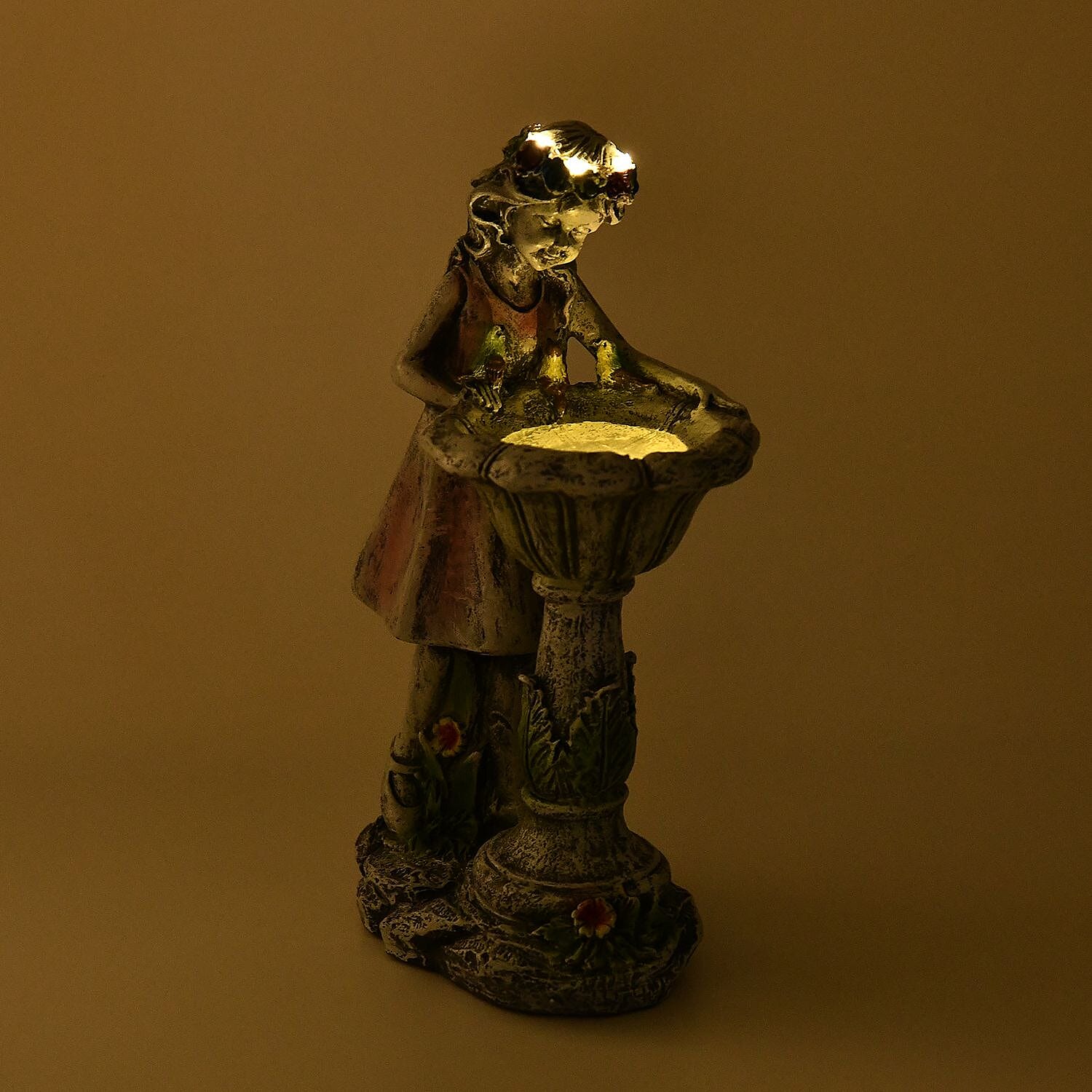 Ornamental Fairy Outdoor Solar Lantern and Bird Bath