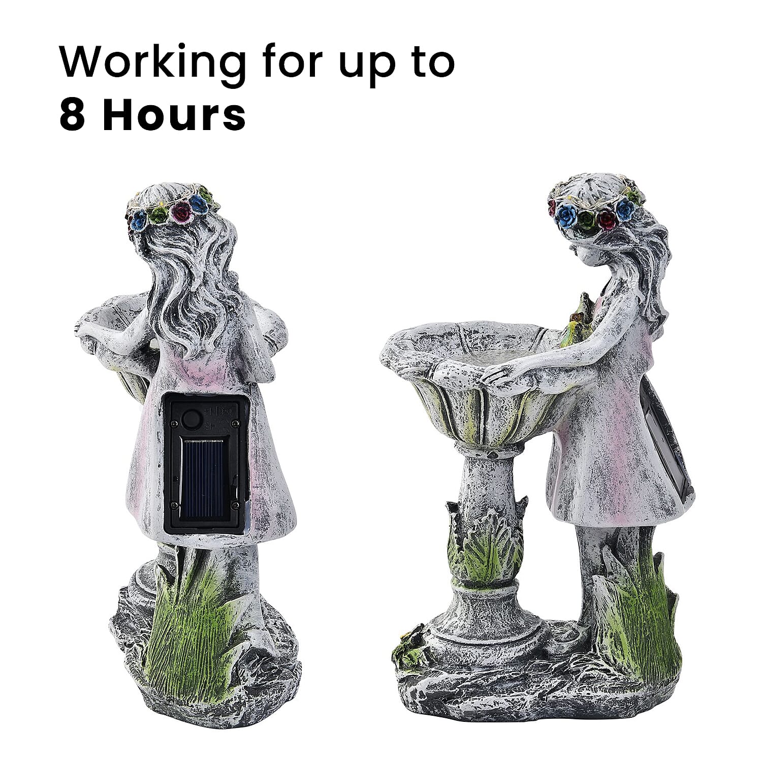 Ornamental Fairy Outdoor Solar Lantern and Bird Bath