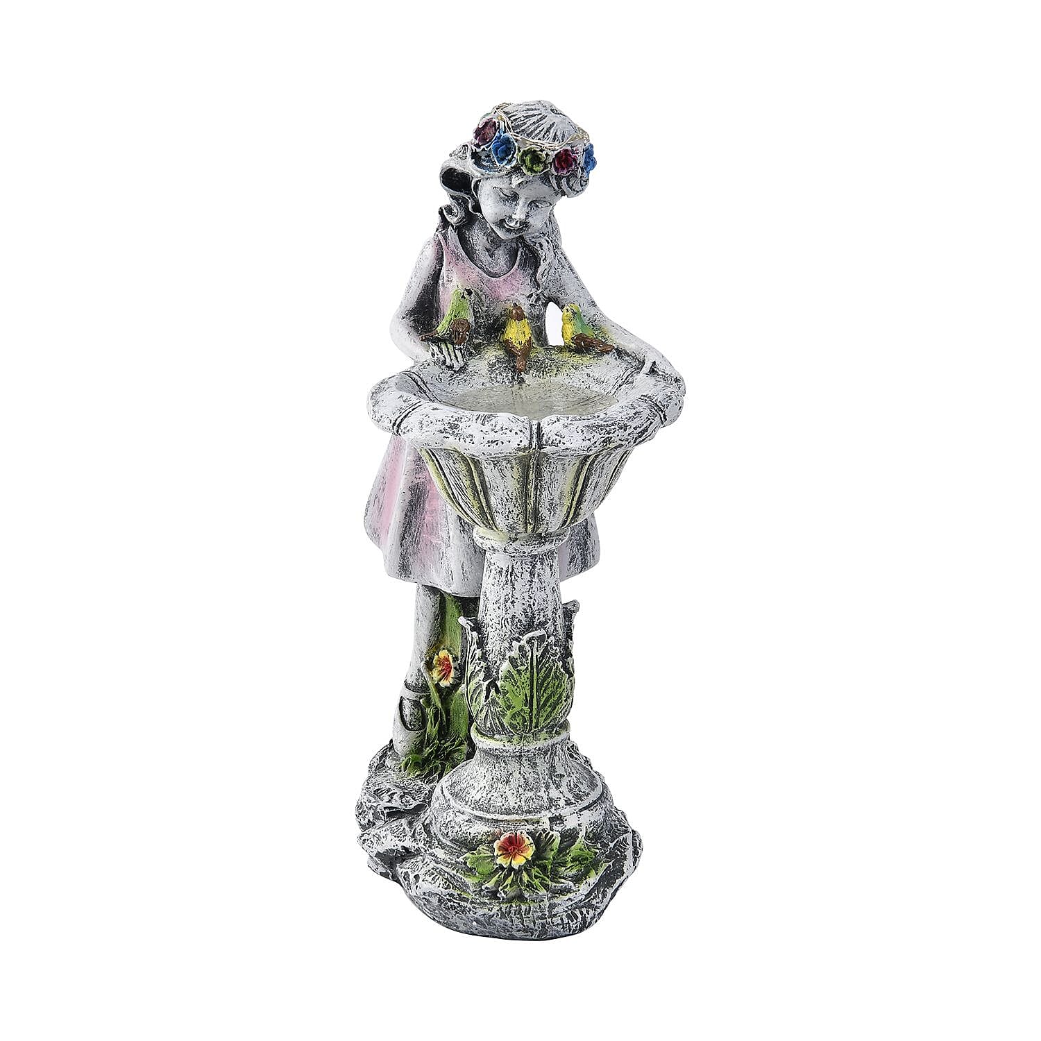 Ornamental Fairy Outdoor Solar Lantern and Bird Bath
