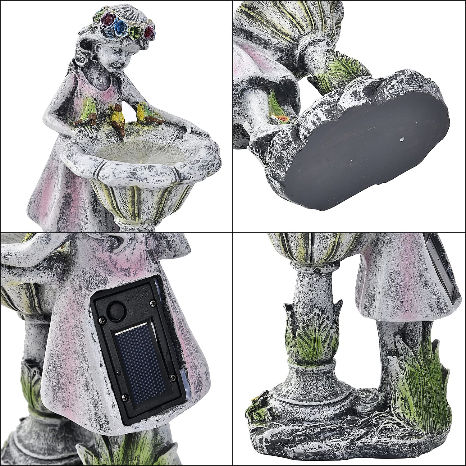 Ornamental Fairy Outdoor Solar Lantern and Bird Bath