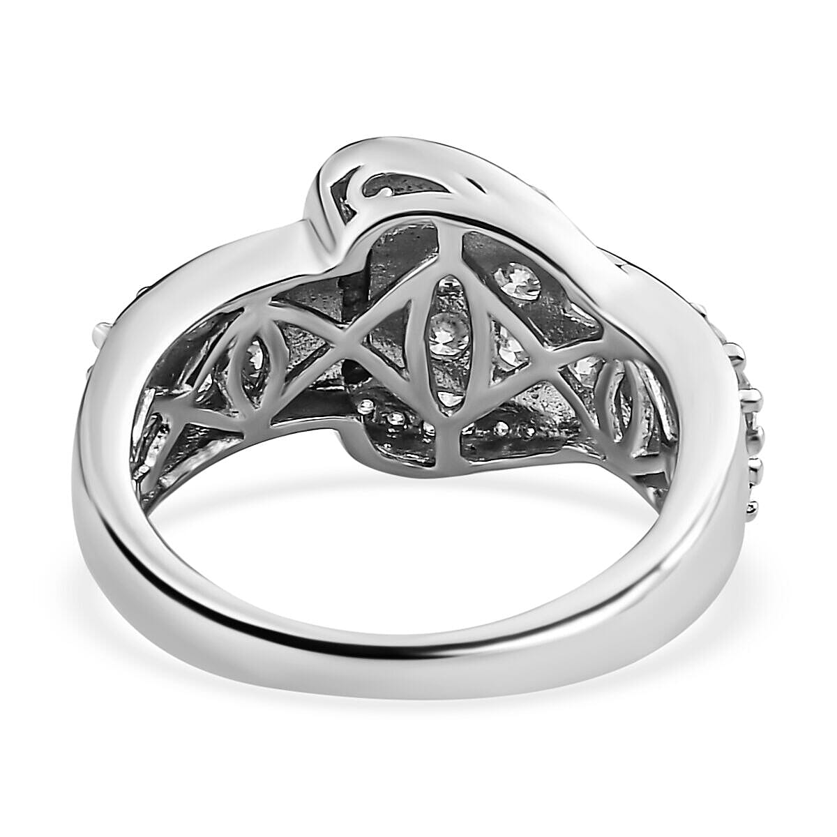 Moissanite  Ring in Platinum Overlay Sterling Silver 1.317 Ct.