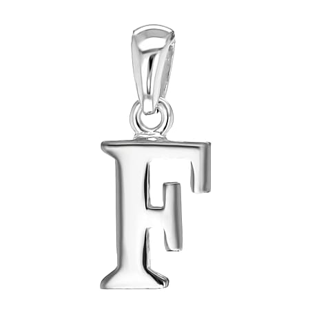 Sterling Silver 9mm x 19.4mm F Initial Pendant