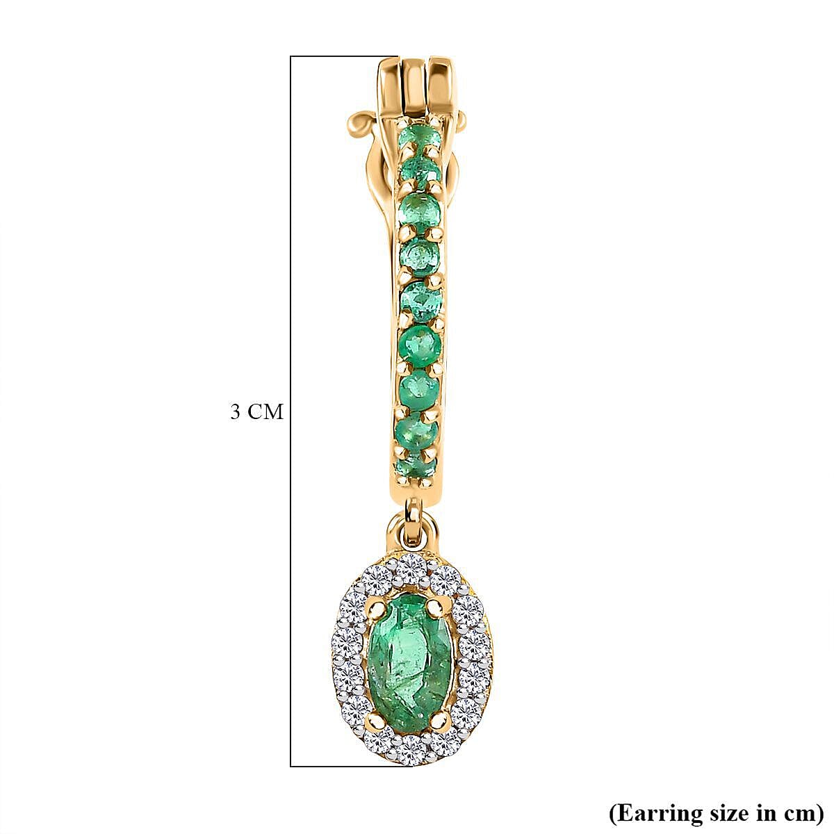 Emerald and Natural Cambodian Zircon Dangling Earrings (with Push Back) in 18K Vermeil Yellow Gold Plated Sterling Silver