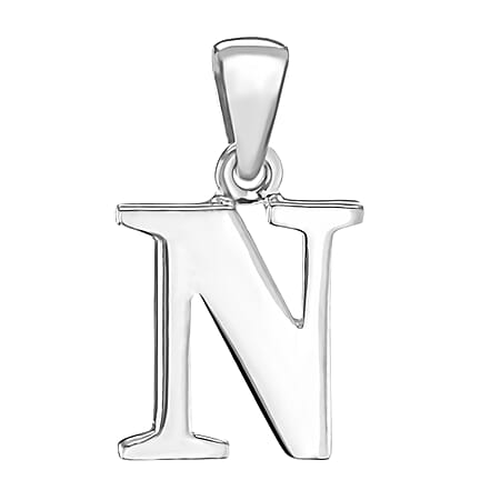 Sterling Silver 11.6mm x 20mm N Initial Pendant