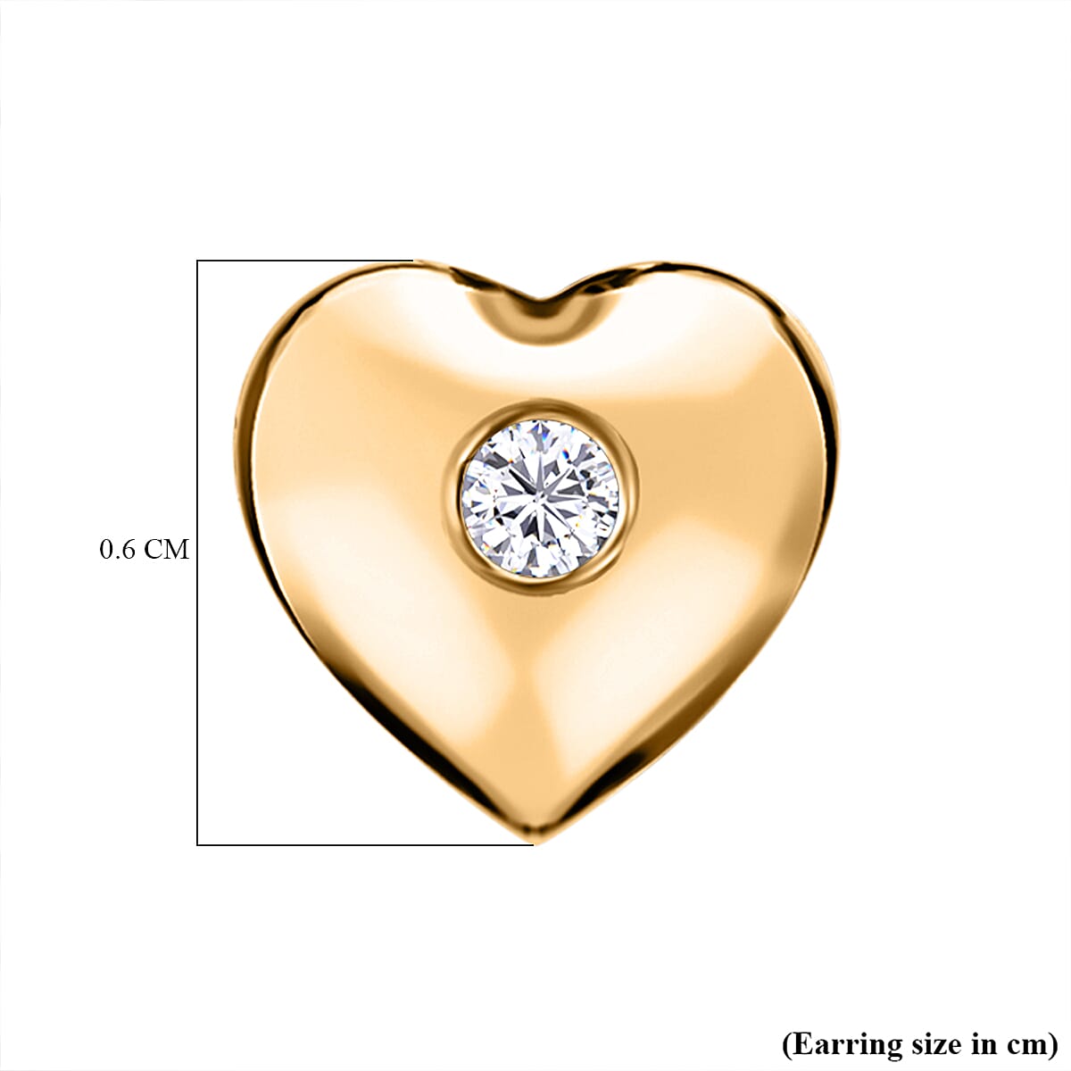 Diamond Heart Earrings in 18K Yellow Gold Vermeil Plated Sterling Silver