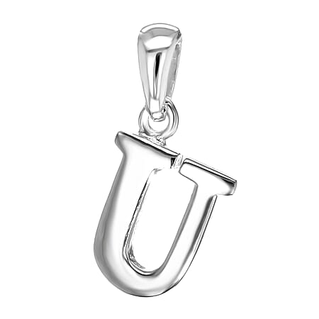 Sterling Silver 11mm x 19.6mm U Initial Pendant