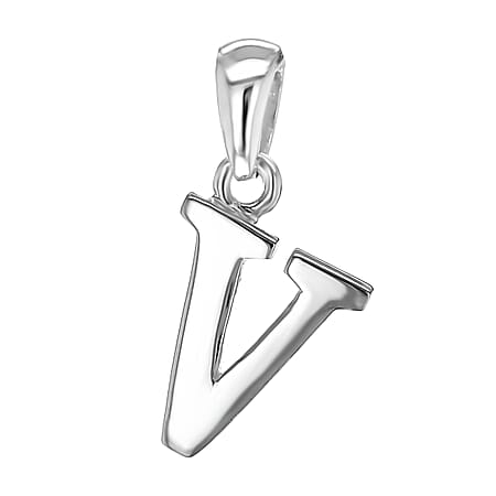 Sterling Silver 10.9mm x 20.3mm V Initial Pendant
