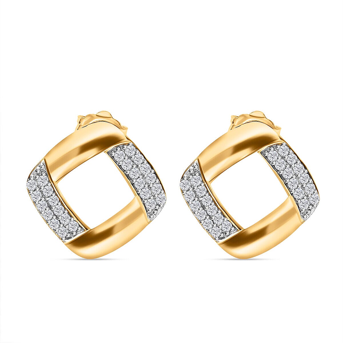 9K Yellow Gold SGL Certified Diamond (G-H) Stud Earrings 0.20 Ct