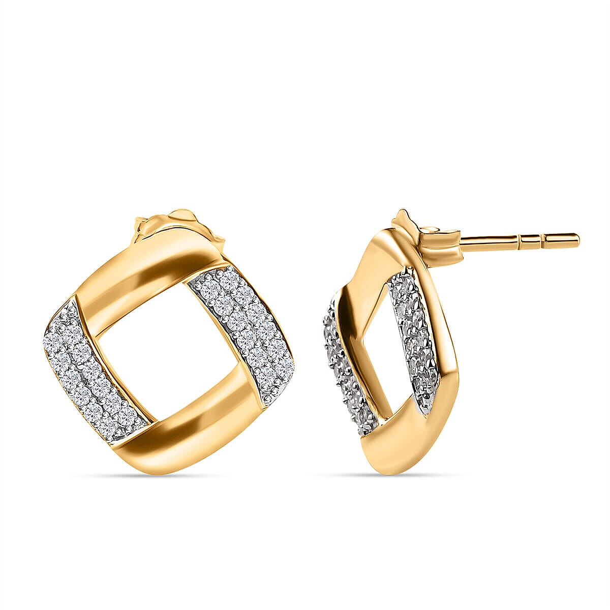 9K Yellow Gold SGL Certified Diamond (G-H) Stud Earrings 0.20 Ct