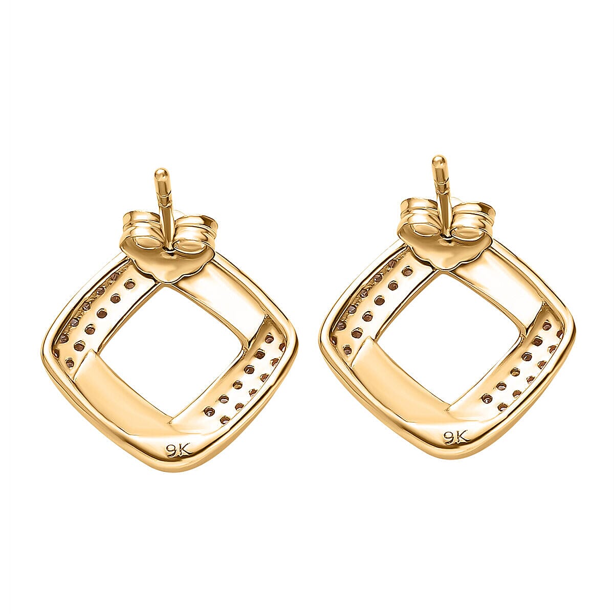 9K Yellow Gold SGL Certified Diamond (G-H) Stud Earrings 0.20 Ct