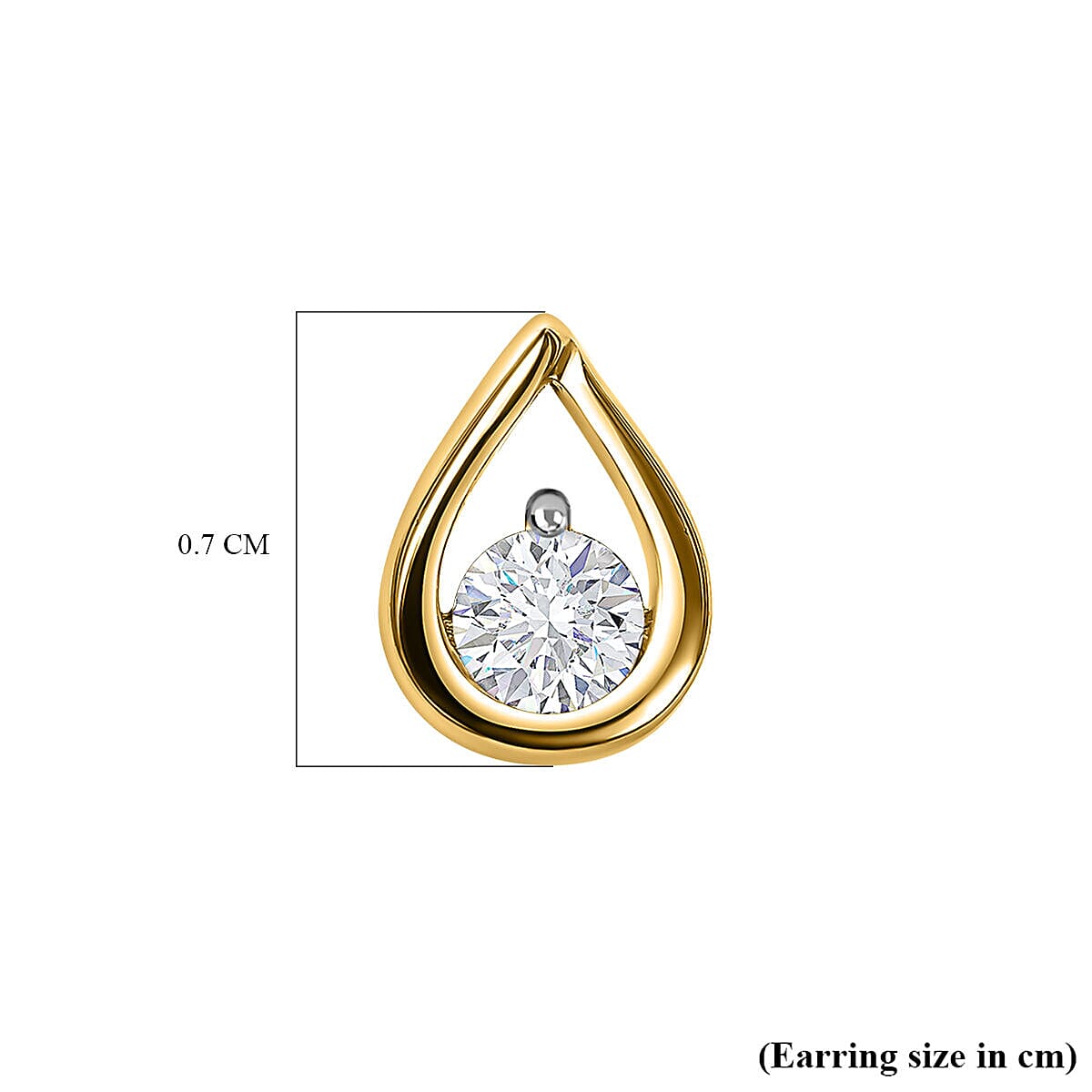 9K Yellow Gold Diamond Stud Tear Drop Earrings