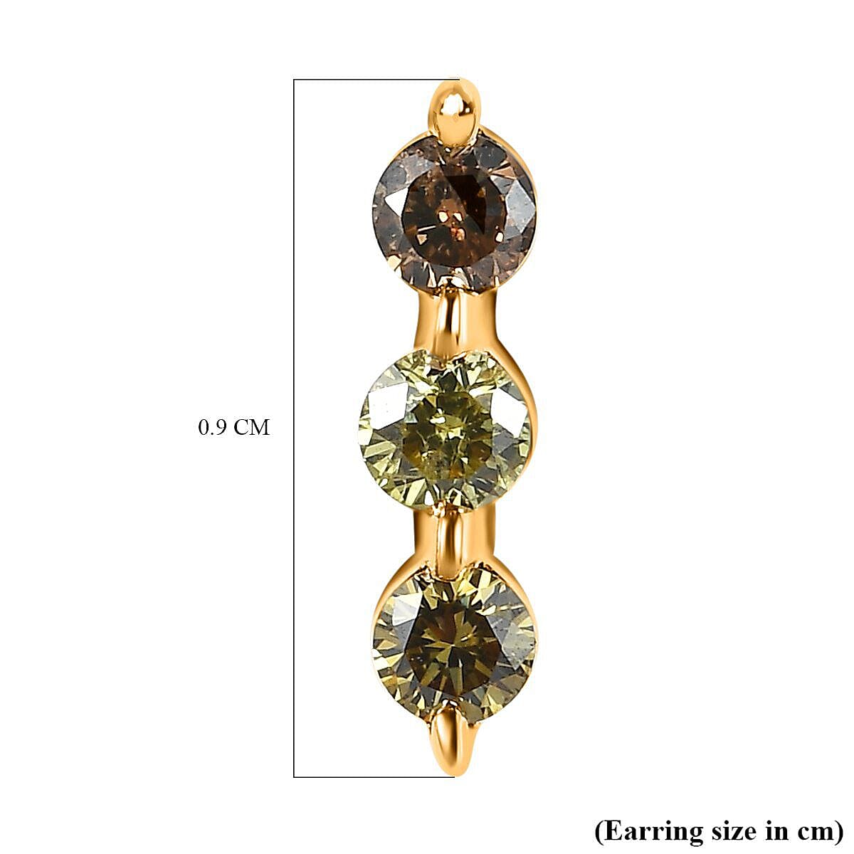 9K Yellow Gold SGL Certified Champagne Diamond, Natural Yellow Diamond, Natural Olive Diamond Stud Earrings 0.25 Ct