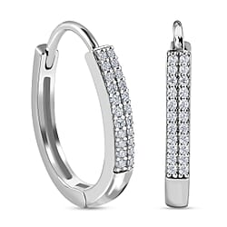 Diamond Hoop Earrings in Platinum Overlay Sterling Silver 0.25 Ct.