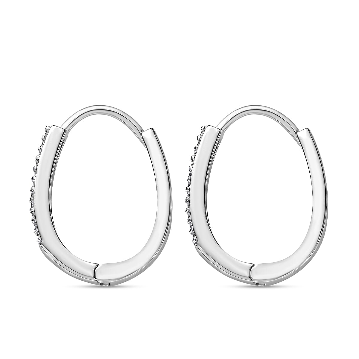 Diamond Hoop Earrings in Platinum Overlay Sterling Silver 0.25 Ct.