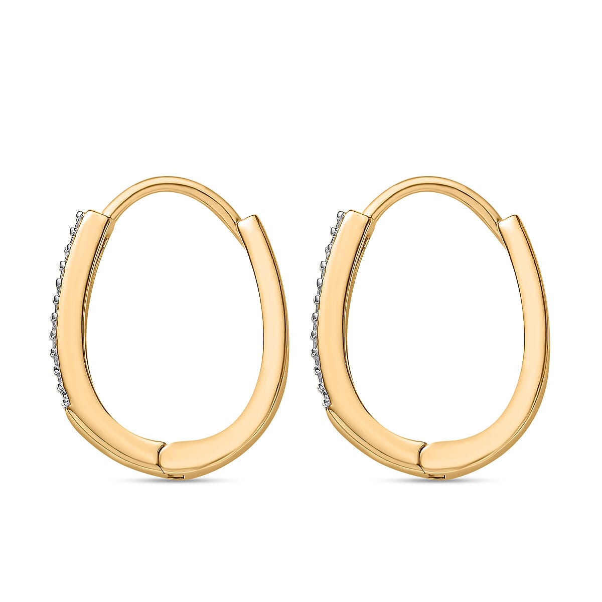 Diamond Hoop Earrings in 18K Yellow Gold Vermeil Plated Sterling Silver 0.25 Ct.