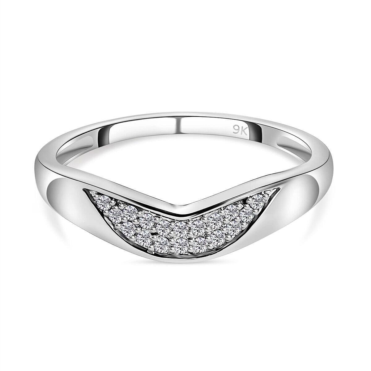 0.10 Ct SGL Certified Diamond I3 GH Wishbone Stacking Ring in 9K White Gold