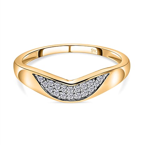 9K Yellow Gold SGL Certified Diamond (I3 - G-H) Wishbone Ring 0.10 Ct.